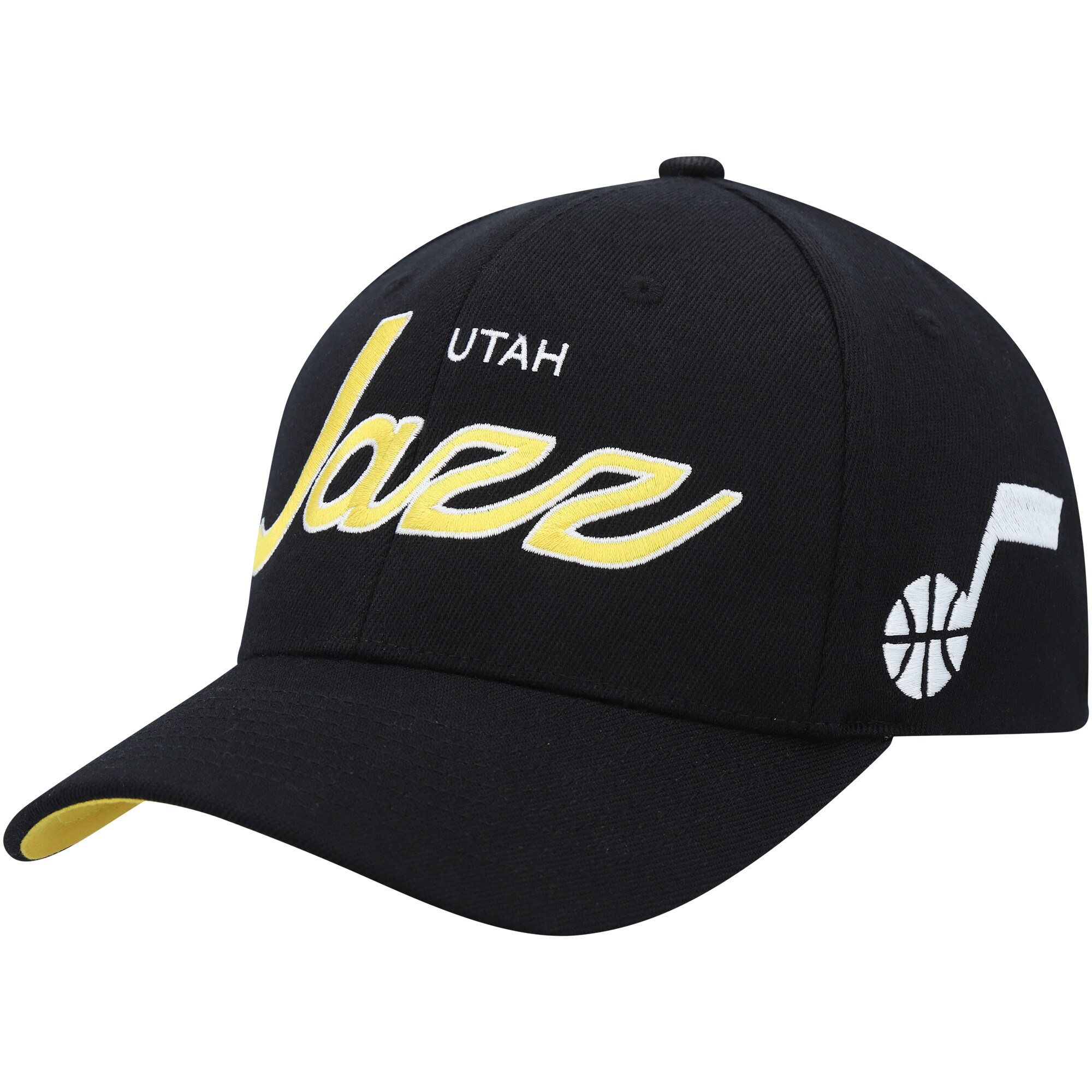 Official Utah Jazz mens utah jazz mitchell  ness black mvp team script 2.0 stretch snapback hat Collection | City Edition Jerseys & Hats