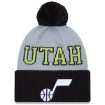 Official Utah Jazz mens utah jazz new era blackgray tip-off two-tone cuffed knit hat with pom Collection | City Edition Jerseys & Hats