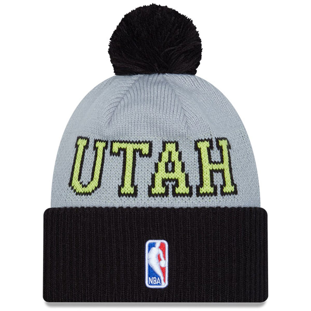 Official Utah Jazz mens utah jazz new era blackgray tip-off two-tone cuffed knit hat with pom Collection | City Edition Jerseys & Hats