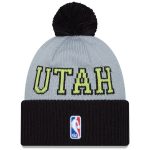 Official Utah Jazz mens utah jazz new era blackgray tip-off two-tone cuffed knit hat with pom Collection | City Edition Jerseys & Hats