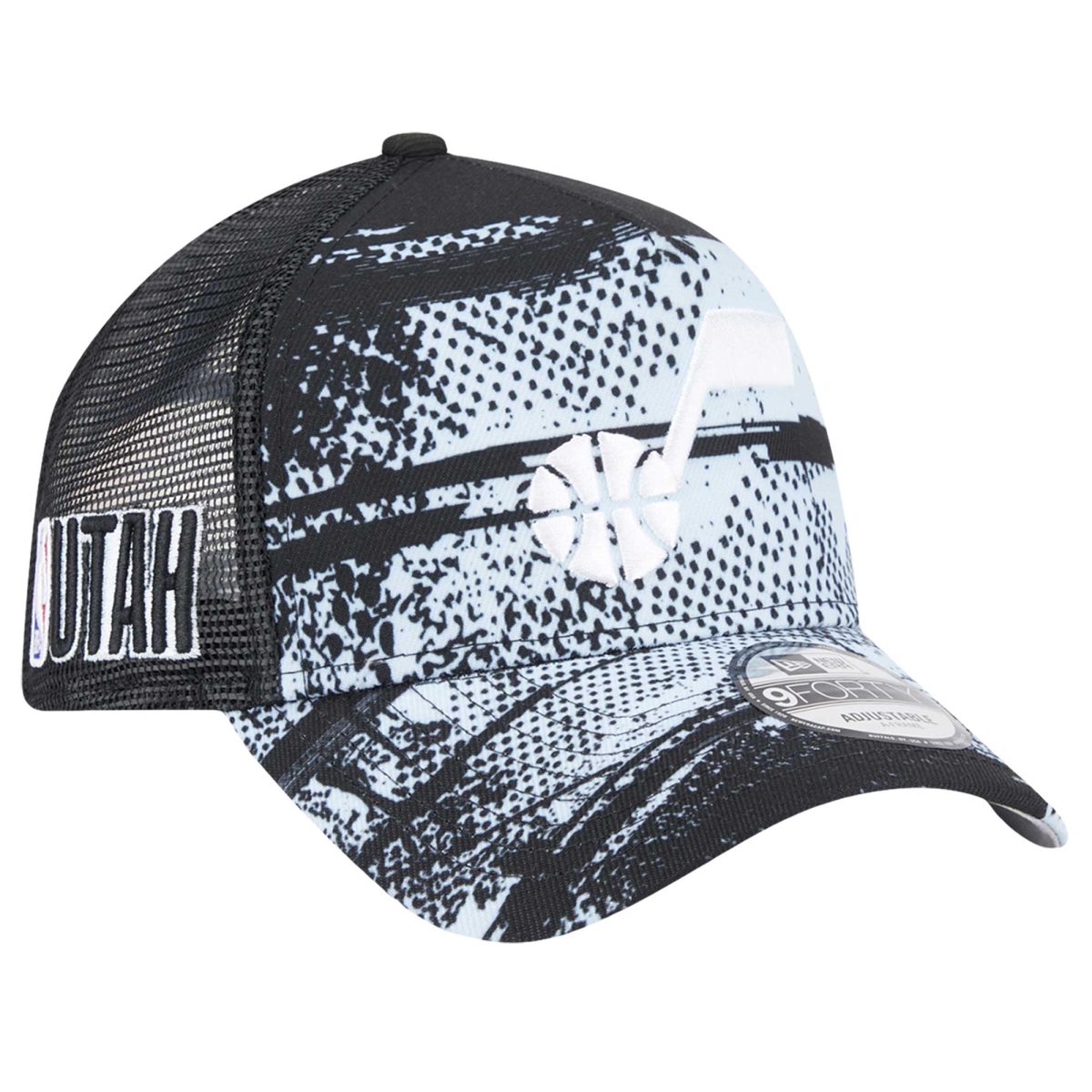 Official Utah Jazz mens utah jazz new era blackwhite tip off a-frame trucker 9forty adjustable hat Collection | City Edition Jerseys & Hats