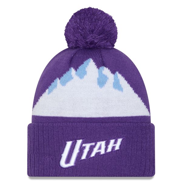 Official Utah Jazz mens utah jazz new era purple 202425 city edition cuffed knit hat with pom Collection | City Edition Jerseys & Hats