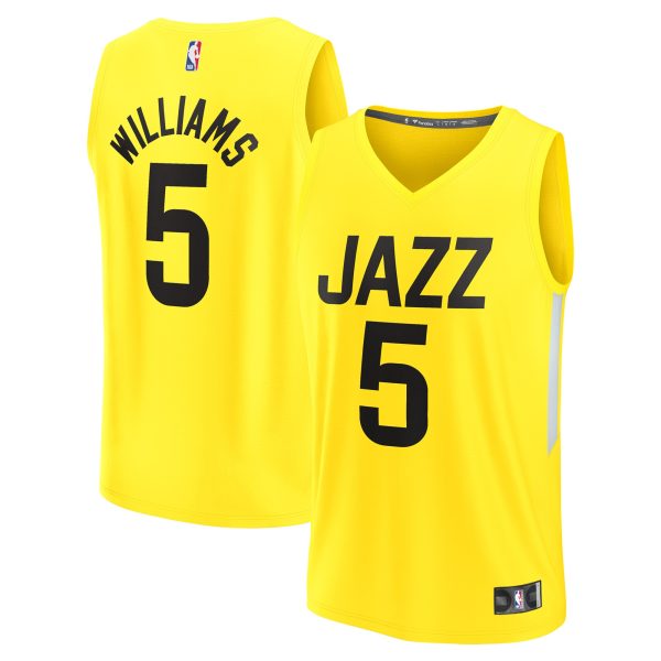 Official Utah Jazz youth utah jazz cody williams fanatics yellow 2024 nba draft fast break player jersey – icon edition Collection | City Edition Jerseys & Hats