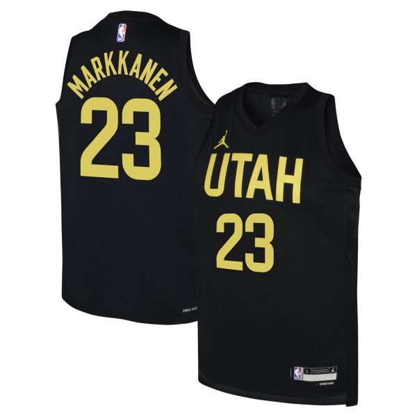 Official Utah Jazz youth utah jazz lauri markkanen jordan brand black swingman jersey – statement edition Collection | City Edition Jerseys & Hats